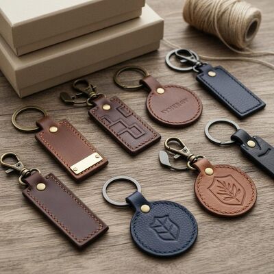 विभिन्न शैलियों और अनुकूलन विकल्पों की पेशकश करने वाली टिकाऊ चमड़े की चाबी की चाबी कॉर्पोरेट ब्रांडिंग मर्चेंडाइज के लिए एकदम सही है